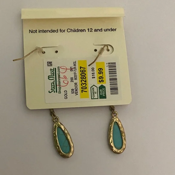 Costume Turquoise-Style Drop Earrings - Picture 3 of 3